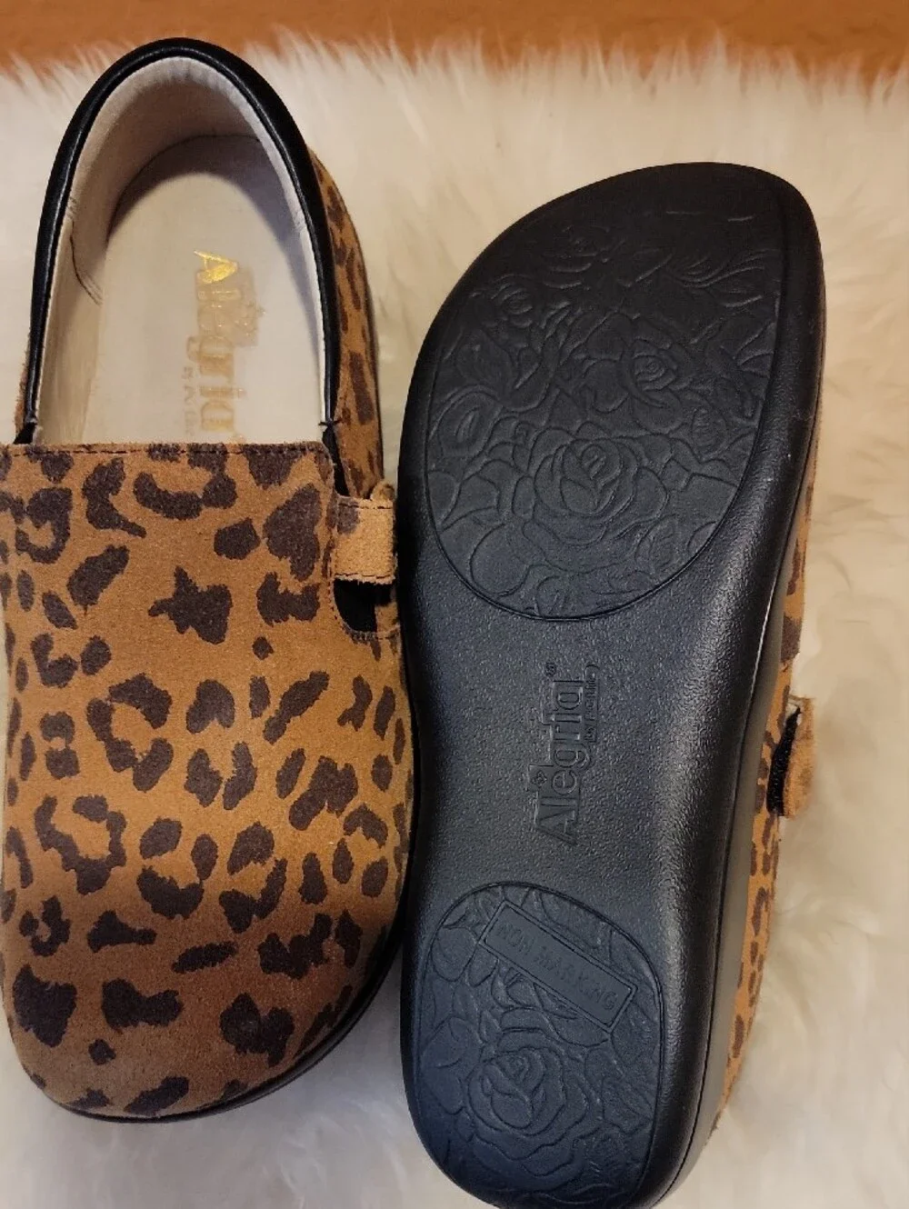 Alegria Kids Leopard Print Slip-Ons - Tan and Black
